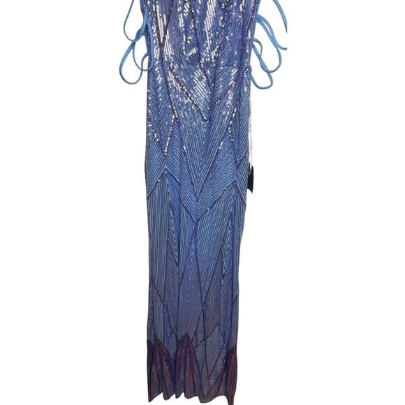 Lulus Flawless Glow Periwinkle Iridescent Sequin Lace-Up Maxi Dress Sz. S - Picture 5 of 9